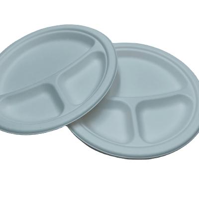 China Food Wholesale Cheap Price 3 block Sturdy Paper Plates for BBQ Convenient and Environmentally Friendly for sale