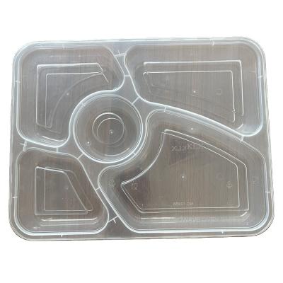 China Disposable Disposable Five-Compartment Lunch Box with Embossing for Blister Use for sale