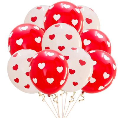 China Party decoration Factory Direct Sales 12 Inch Printed Heart-shaped Love Printing Latex Balloons for sale