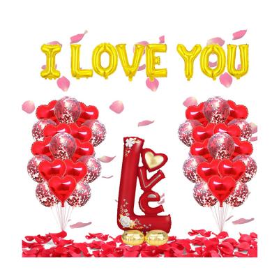 China Foil China Factory Good Quality Wedding Room Party I LOVE YOU Foil Valentine's Day Party Balloon Set for sale