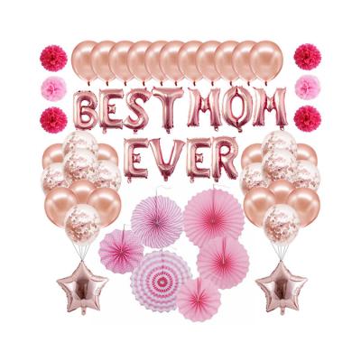 China Aluminum film The Most Popular Rose Gold Mother's Day Theme Balloon Set With Paper Balloons for sale