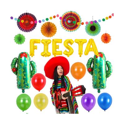 China Latex and foil Direct Wholesale Hawaiian Carnival Tropical Rain Forest Theme Cactus Balloon Set for sale