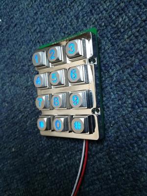 China IP65 waterproof metallic die cast blue led 5V voltage illuminated numeric keypads with male pin out connector for sale