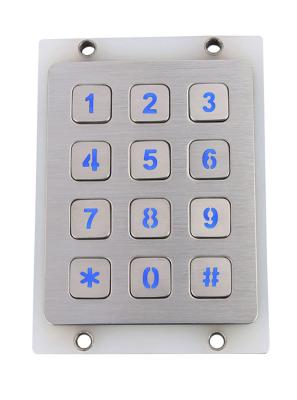 China Facotry supply IP65 waterproof 3X4 matrix illuminated blue led keypad with flat key buttons for sale