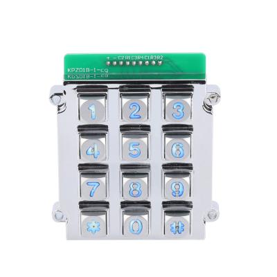 China Chinese cheapest 3X4 matrix die cast keypad with back blue led lighting for sale