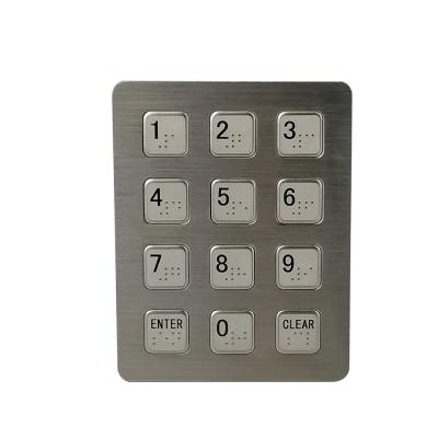 China Cusotmized 12 keys matrix metal keypad with brialle for blind person for sale