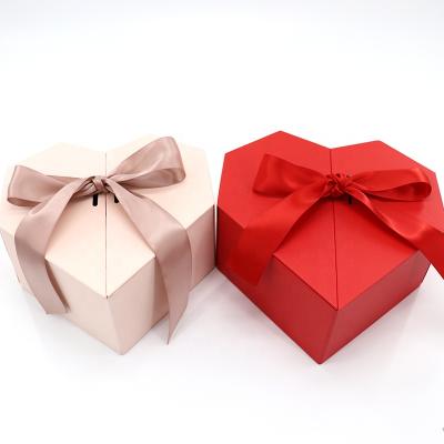 China Handmade hot sale rose color gift box present with ribbon closure for sale