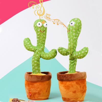 China 32cm Talking Cactus Plush Toy Eco-friendly Dancing Electric Swinging Funny Cacti With Led Light for sale