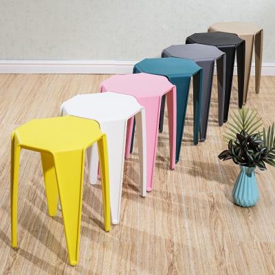 China Simple Design Eco - Friendly Plastic Colorful Stackable High Legs Sneak Party Armless Dining Stool Chair for sale