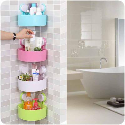 China Sustainable Bathroom Wall Corner Suction Cup Triangle Shower Basket Triangle Sucker Sucker Storage Rack for sale