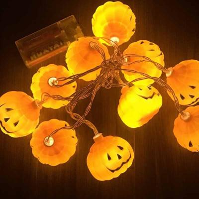 China Garden Hallowmas Mini Pumpkin Head Led String Light 10 LED Battery Lights Outdoor Party Decoration Battery for sale