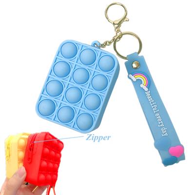 China Waterproof Children Clips New 2021 Silicone Soft Mini Wallet Bags Push Noise Coin Clips Bag Busy Person Toys for sale