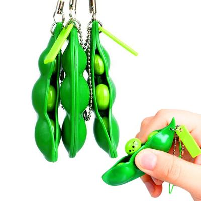 China Hand sensor design new funny relax to relieve pea pod fidgety person toy extrusion stress extrusion pea pod fidgety person toy limited cute kechain for sale