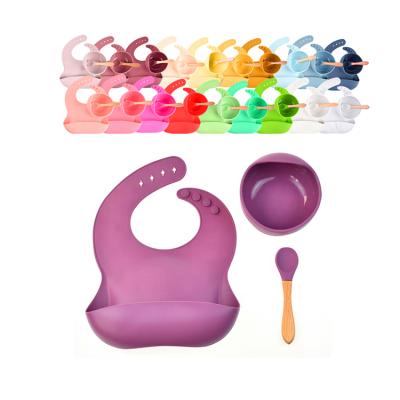 China Modern Creative Popular Baby Bib Silicone Baby Bib Silicone Suction Bowl Training Feeding Spoons for sale