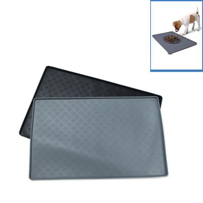 China Travel Non Slip Large Silicone Dog Bowl Mat Waterproof Pet Food Feeding Mat for sale