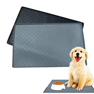 China Waterproof Travel 48*30 Silicone Dog Cat Pet Mats Pet Bowl Mat for Food and Water Silicone Pet Feeding Mat for sale