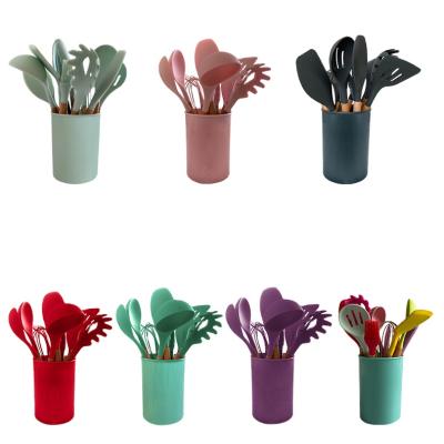 China Amazon Sustainable Hot Silicone 12pcs Kitchen Utensils Set Porcelain Cooking Kitchen Accessories Tools for sale