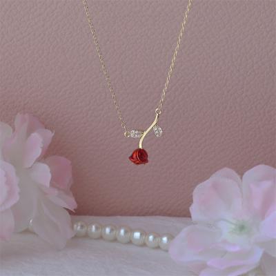 China TRENDY Not Tarnish Brass Copper 18K Gold Plated Little Prince Flower Pendant Necklace Valentine's Day Gift Flower Necklace For Girls for sale