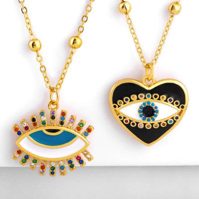 China FASHIONABLE Customize New Design Fashion Women Eye 18K Gold Necklaces Jewelry Blue Eyes Protection Pendant Necklaces for sale