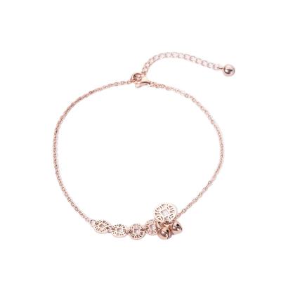 China Anti Allergy Stainless Steel Beach Foot Jewelry 14k Rose Gold Leg Chain Money Anklets Trendy Stylish Charms Anklets for sale