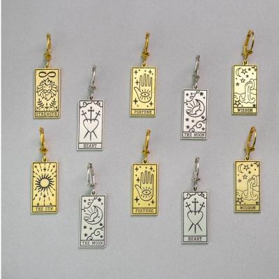 China TRENDY Tarot Card Earring For Women Gold Stainless Steel World Sun Moon Eye Vintage Gothic Luna Pendant Earring Jewelry Gift Wholesale for sale