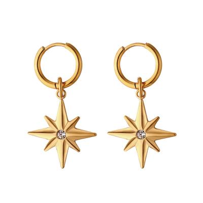 China Korea TRENDY Fashion New Arrival Jewelry Gold 316L Stainless Steel Tasty Moon and Star Drop Earrings Irregular Women 2021 for sale