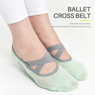 China Non Slip Round Toe Backless Floor Socks Ladies Breathable Yoga Socks Ballet Dance Socks for sale