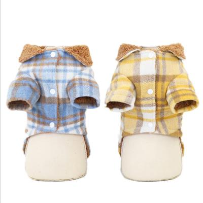 China Manufacturer Wholesale Keep Warm Winter Pet Accessories Concise Cotton Lattice Viable Printing Large Small Dog Clothes for sale