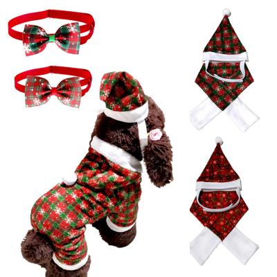 China Viable Factory Wholesale Christmas Pet Apparel Designer Luxury Cat Dog Pet Christmas Bow Tie Scarf Hat Pet Accessories for sale