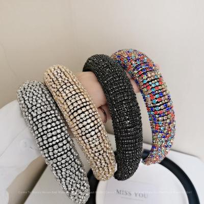 China QDHB601 New Fashion High Quality Bling Trendy Rhinestone Hair Circle Padded Headband For Women for sale