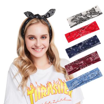 China Fabric 2021 Fashion XYHW-212 Girls Boho Bandana Multi Color Cat Ear Headband For Women for sale