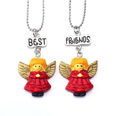 China 2021 NK-722JH 2020 Fashion Best Friend Cute Kids Necklaces Set BFF Christmas Angel Necklace Set for sale