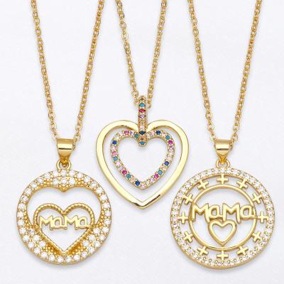 China Fashion Women Diamond Zircon Mom Letter Necklace Trendy Mothers Day Jewelry Necklace for Wholesale for sale