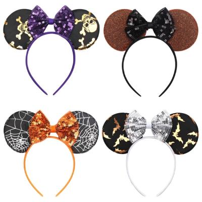 China HAXY0199 Custom Made Fabric Hot Sale Minnie Mouse Ears Halloween Hair Accessories Bow Headband For Kids for sale