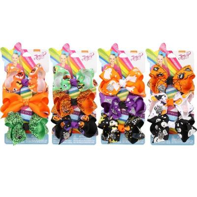 China HAXY0333 2020 New Cloth design festival Halloween theme hair accessories 3 inch bow clip hair set for girls for sale