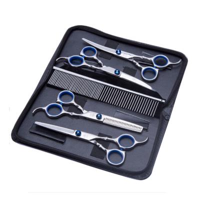 China Viable Stainless Steel Dogs Grooming Scissors Up Down Curved Cat Hair Cutting Barber Cutting Edge Shears Animals Tool Kit for sale