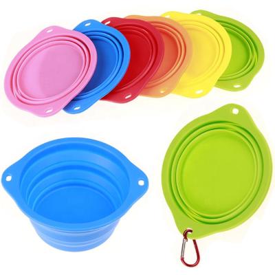 China Two Ears Silicone 650ML Pet Bowl Dog Food Bowl Standable Collapsible Feeders for sale