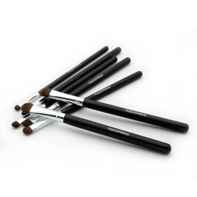 China Dropship Durable Hot Sale Eco-Friendly Black Wooden Handle Custom Vegan Logo Eye Brushes Makeup Brushes Set for sale