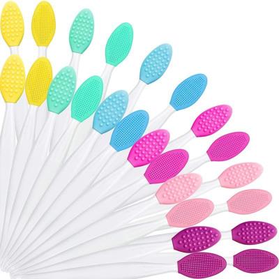 China Angular Blush ABS Handle Personalized Wholesale Lip Brush Tool Exfoliator Mini Lip Scrub Brush Private Label Silicone Lip Brush for sale