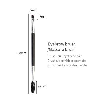 China Durable Private Label Synthetic Hair Double Ended Black Eyebrow Brush High Quality Angled Brow Brush for sale