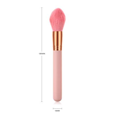 China Wholesale Dropshipping USA Selling Durable Hot Soft Wooden Single Handle Synthetic Hair Highlighter Brush Pink for sale