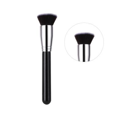 China Amazon best selling durable kabuki face logo soft custom synthetic hair base single black stub brush for sale