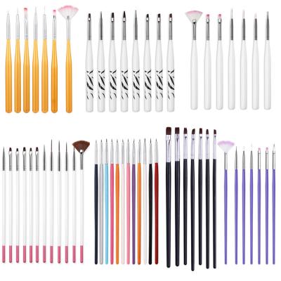 China Wholesale Custom Luxury High Quality Wooden Logo Design Logo Nail Gel Vegan Handle Nail Art Liner Brush for sale