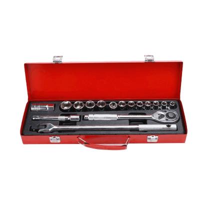 China Auto Maintenance 16 Pcs Car Tool Kits Chrome Vanadium Steel Ratchet Mechanic Tool Kit Professional Socket Wrench for sale