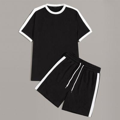 China Summer Custom Workout Set Womens 2pcs Anti-wrinkle Logo Two Piece Short Set For Woman Lounge Shorts Color Matching Set for sale