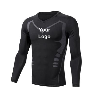 China Antibacterial Sports Tights Fitness Long Sleeves Mens Gym Shirts With Fitness T Shirt for sale