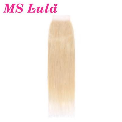 China Straight 613 Top Quality Human Hair 4*4 Closure Blonde Color Hair Extensions for sale