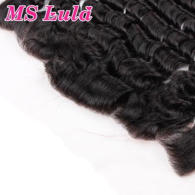 China Deep Wave Swiss Pre Plucked Lace Frontal Hair 4*13 Lace Headband for sale