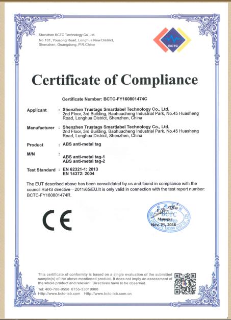 CE - Shenzhen Trustags Smartlabel Technology Co., Ltd.