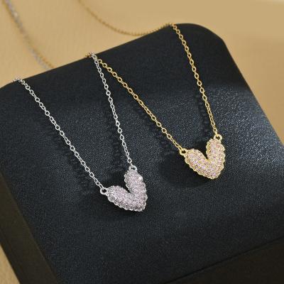 China Vintage 2022 New genuine gold plating micro-inlaid zircon temperament clavicle chain high-end heart necklace women's love necklace for sale